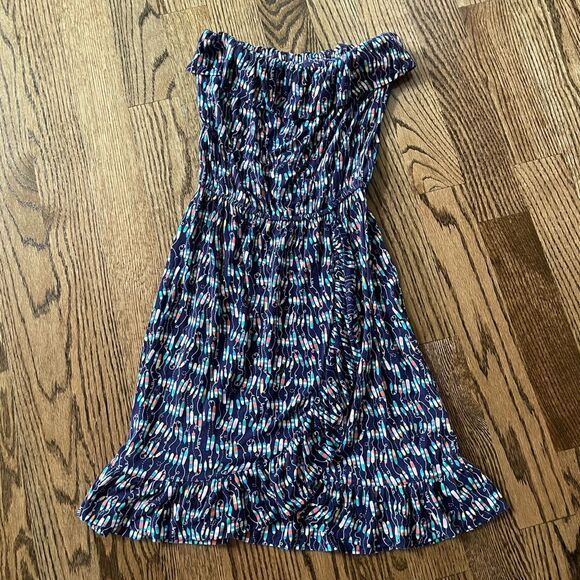 NEW Lilly Pulitzer Strapless Ruffle Popsicle Dress Navy - Picture 2 of 5